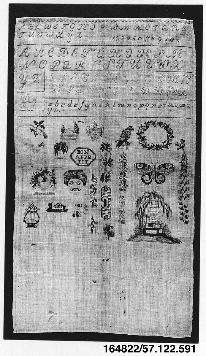 Sampler, Wool and silk on wool , German 