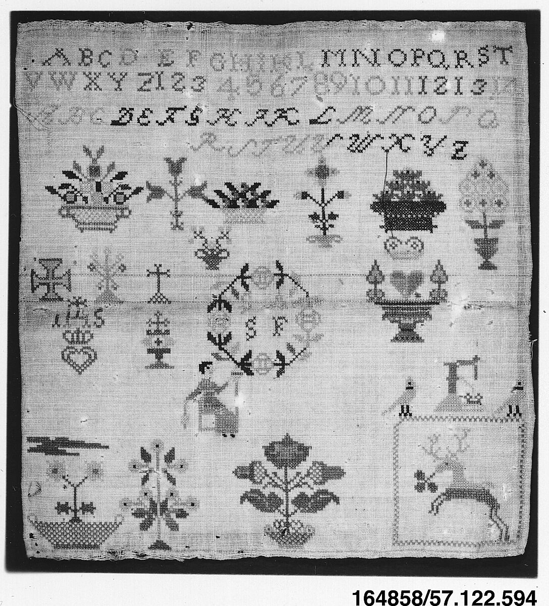 Sampler, Silk on wool canvas, German 