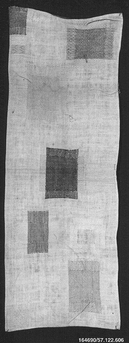 Embroidered darning sampler, Silk on linen (cotton?), European 