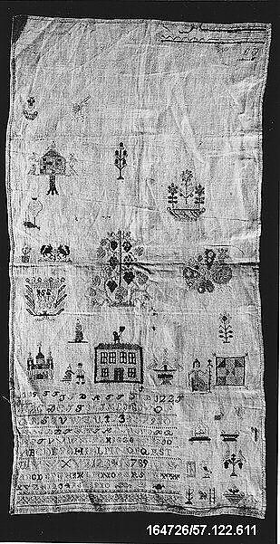 Sampler, Silk on linen, German 