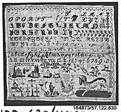 Sampler, Silk on wool canvas, German 