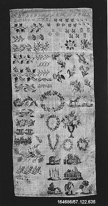 Sampler, Silk on canvas, German 