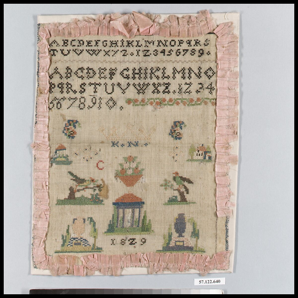 Sampler, Silk on wool, German