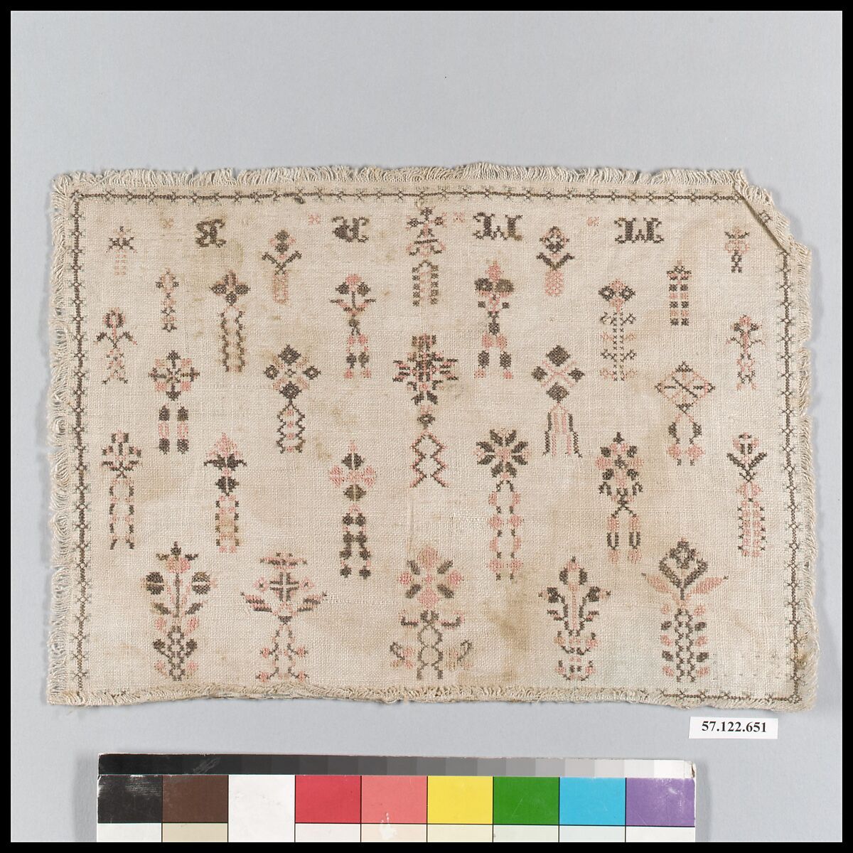 Sampler, Silk on linen, possibly Swiss