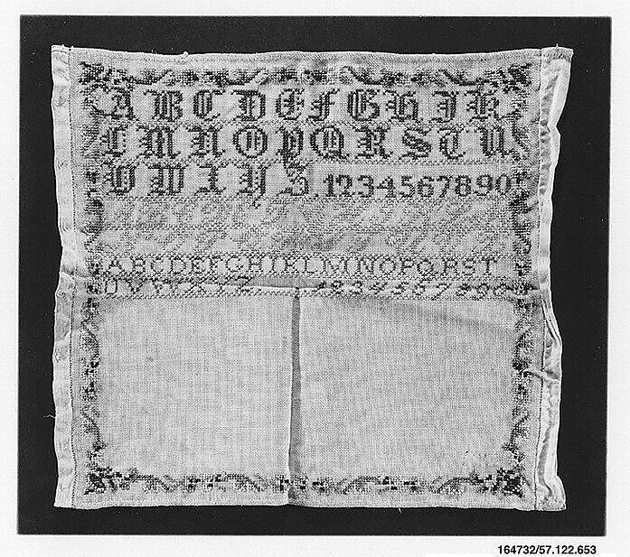 Sampler, Silk on cotton canvas, German 