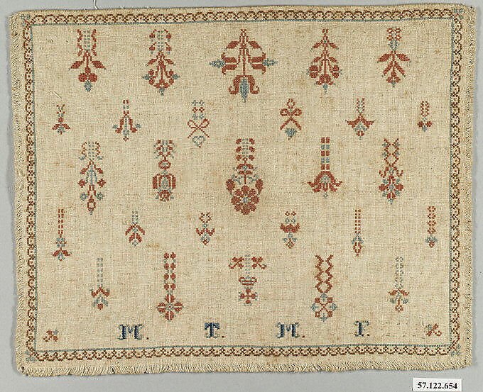 Sampler, Silk on linen, possibly Swiss 