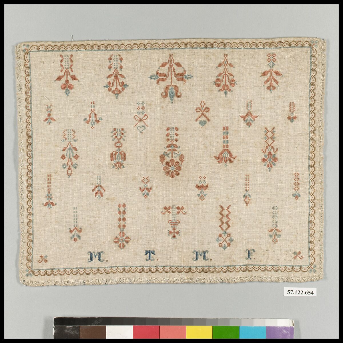 Sampler, Silk on linen, possibly Swiss