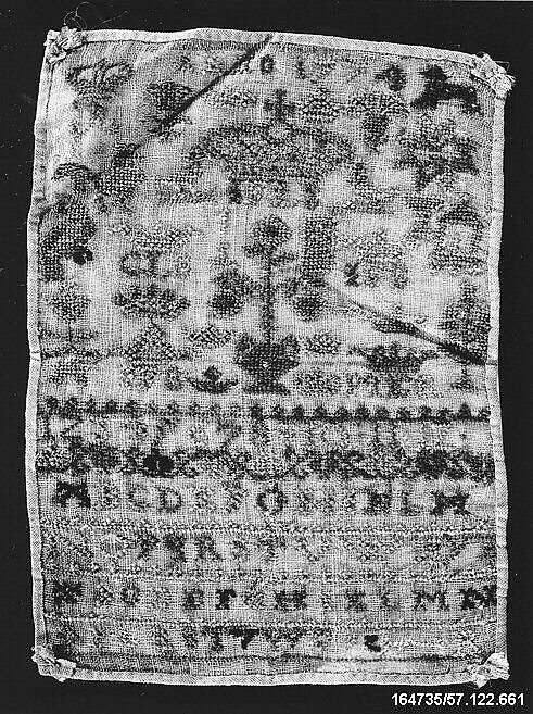 Sampler, Wool and silk on linen canvas, German 