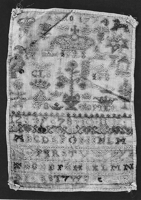 Sampler, Wool and silk on linen canvas, German