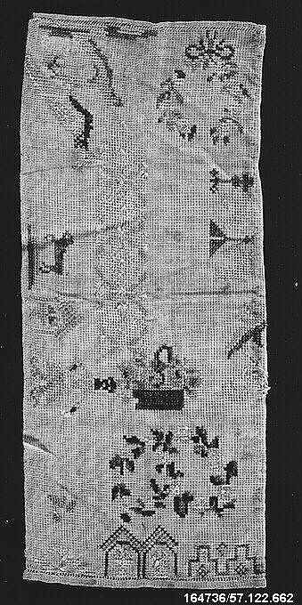 Sampler, Silk on canvas, German 