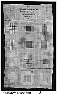 Embroidered darning sampler, Silk and linen on linen, German