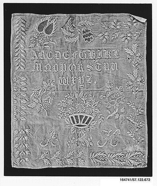 Sampler, Cotton on cotton, German