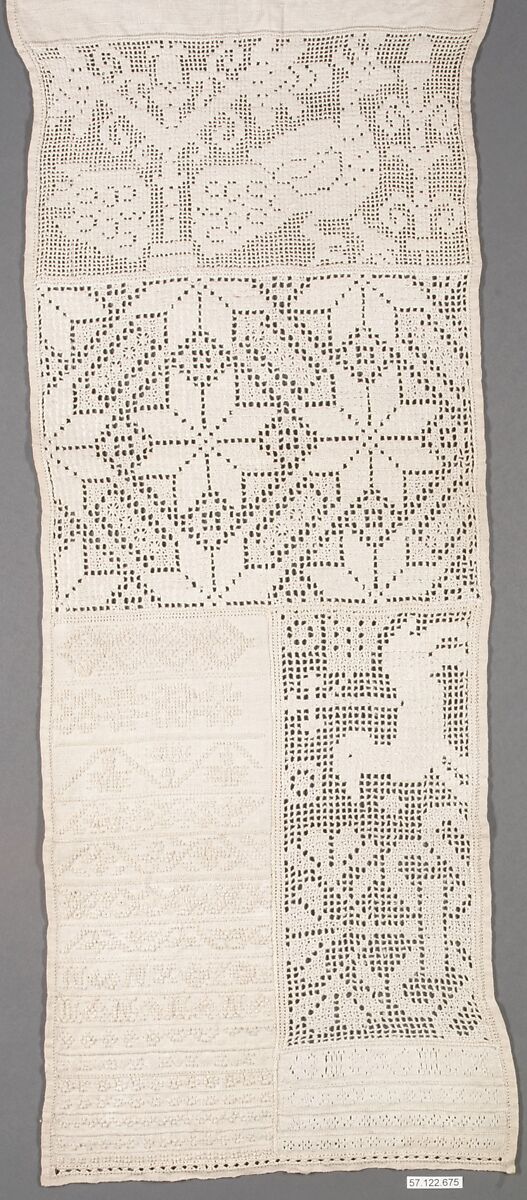 Sampler, Drawnwork, embroidery, linen, Italian