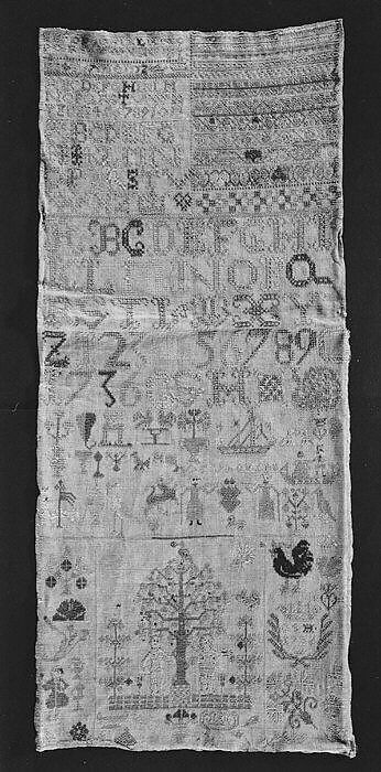 Sampler, Silk on linen, German