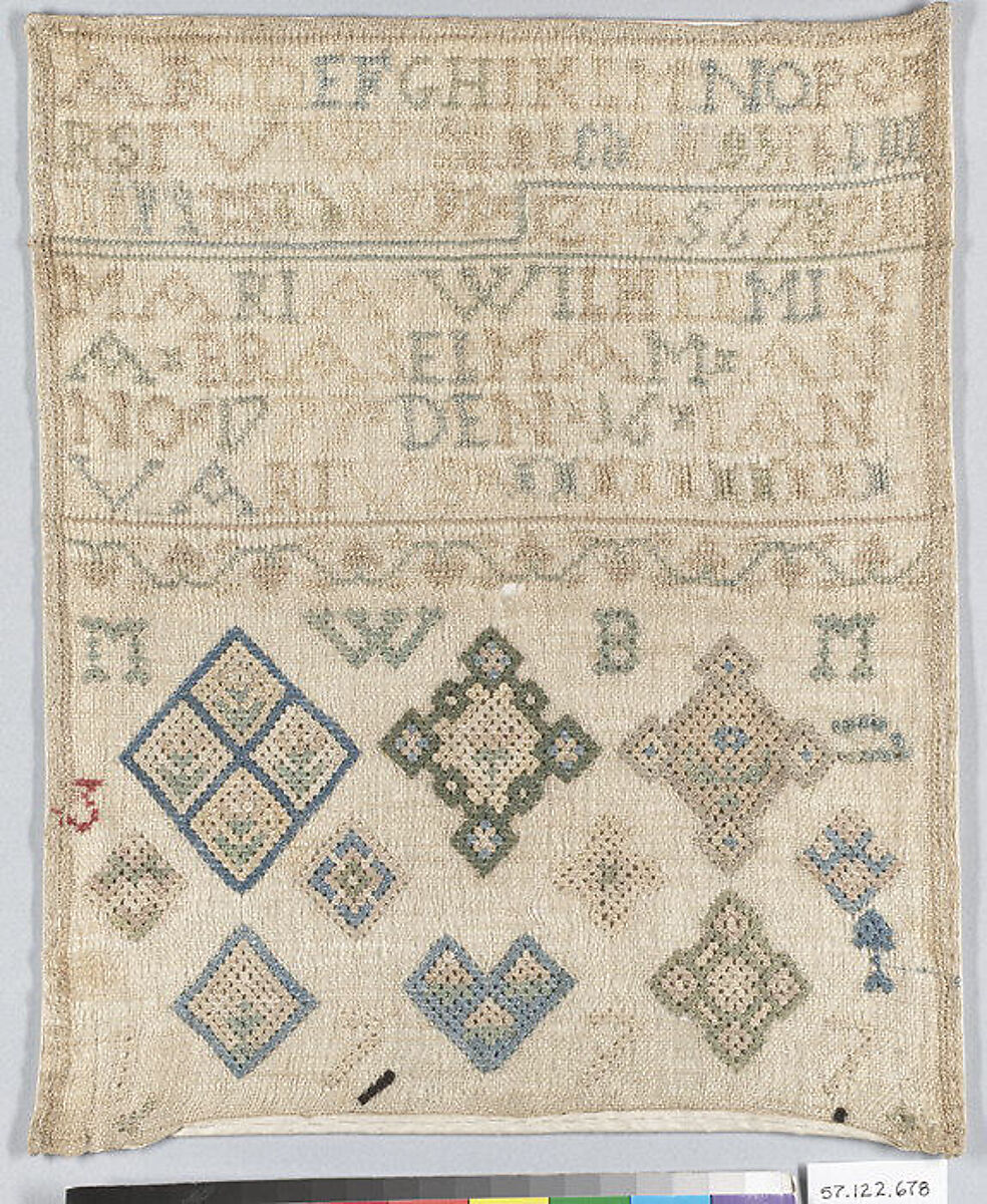 Sampler, Silk on silk canvas   , Dutch 