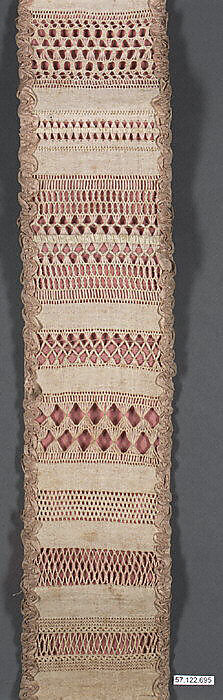 Sampler, Drawnwork, linen and silk, German 