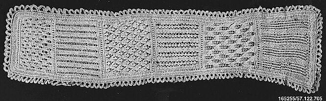 Sampler, Cotton, knitted lace, German 