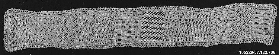 Sampler, Cotton, knitted lace, German 