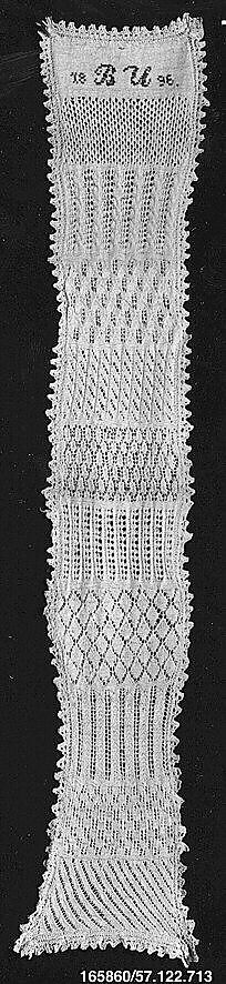 Sampler, Wool, knitted lace, German 