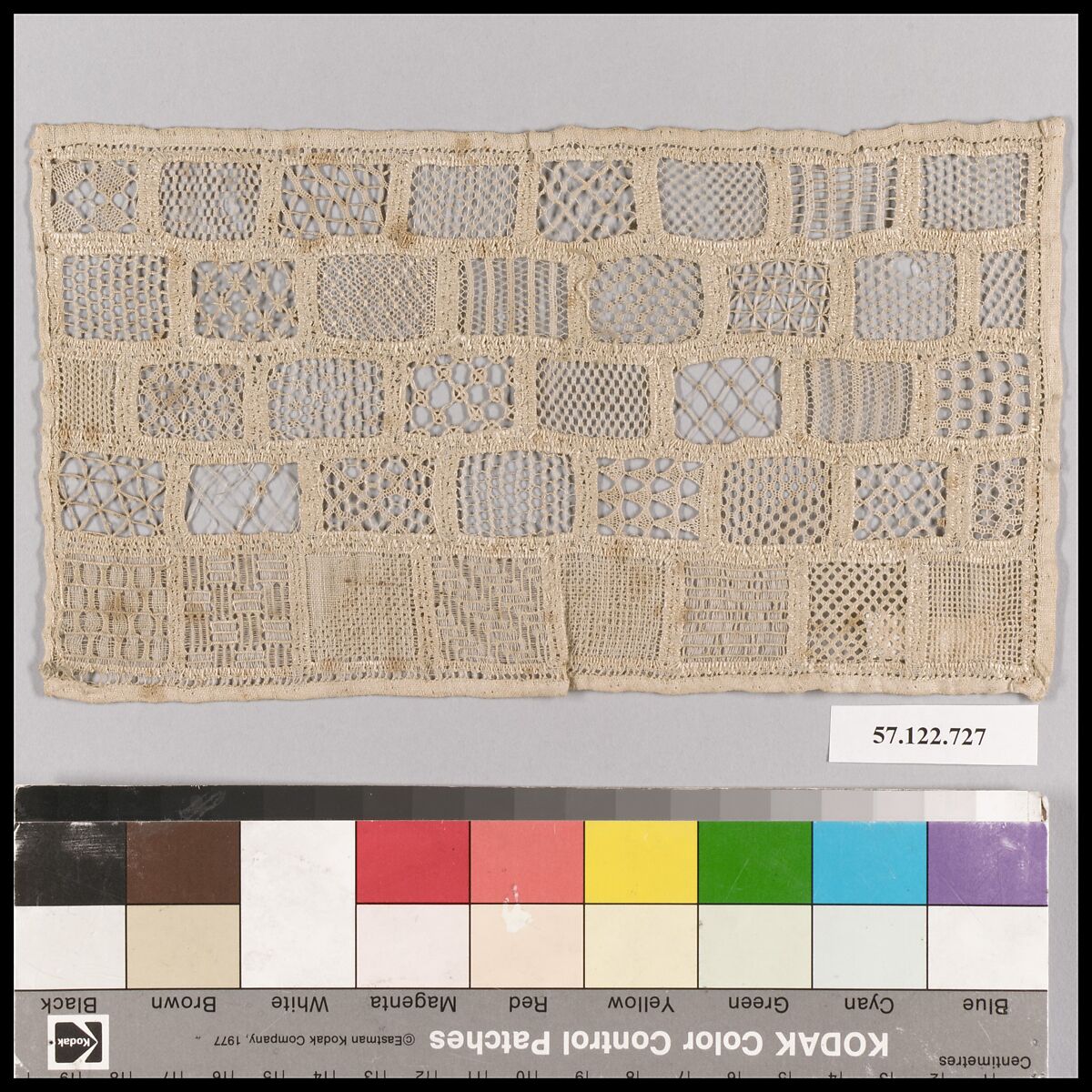 Sampler, Cutwork, drawnwork, needle lace, linen, German