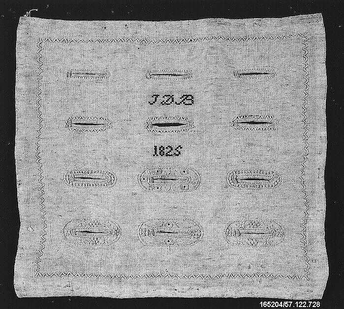 Sampler, Linen on linen, German 