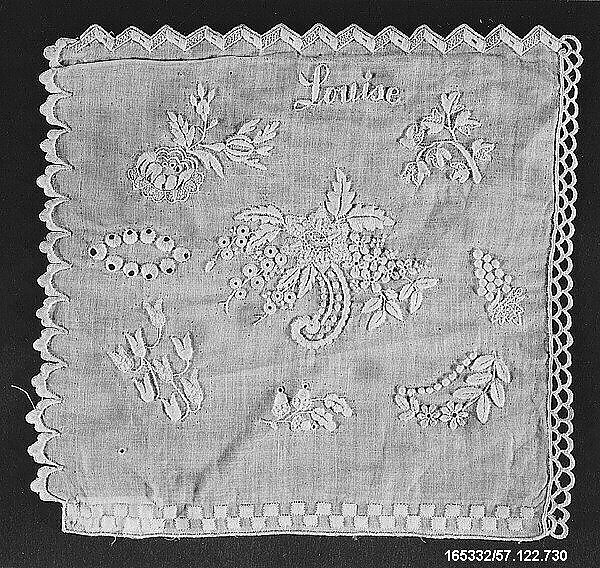 Sampler, Cotton on cotton, German 