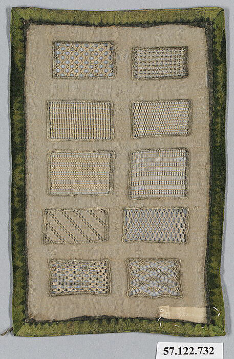 Sampler, Drawnwork, linen and silk, German 