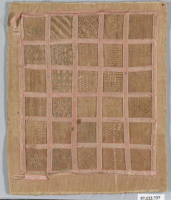 Sampler, Drawnwork, cutwork, needle lace, silk ribbon, German 