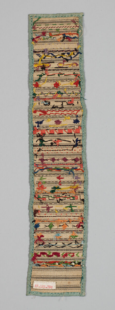 Sampler, Silk on cotton, British