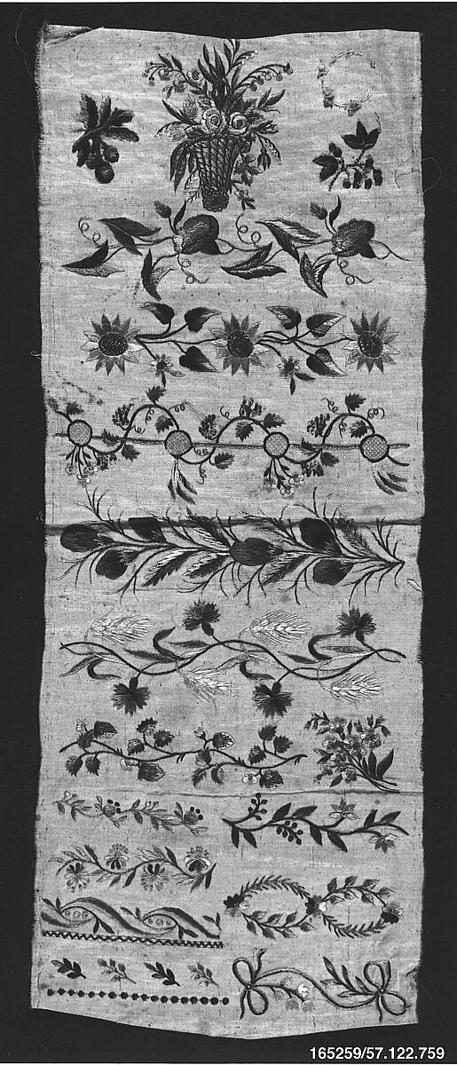 Sampler, Silk and metal thread on linen, Austrian or German 