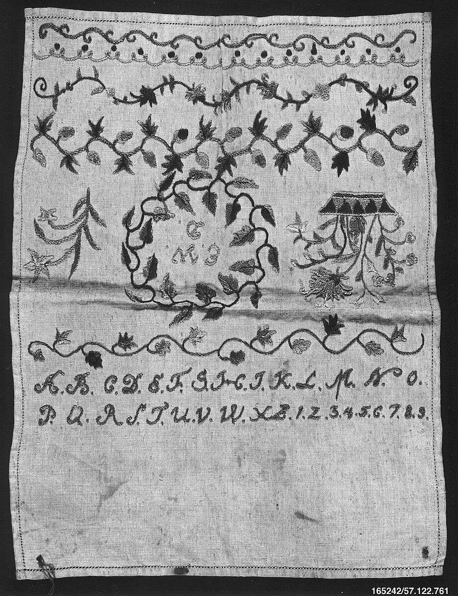 Sampler, Silk on linen , Austrian 