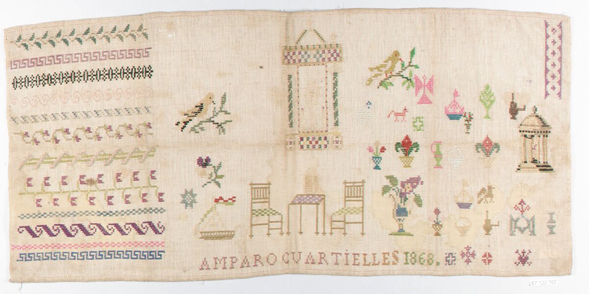 Sampler, Silk on canvas, French 