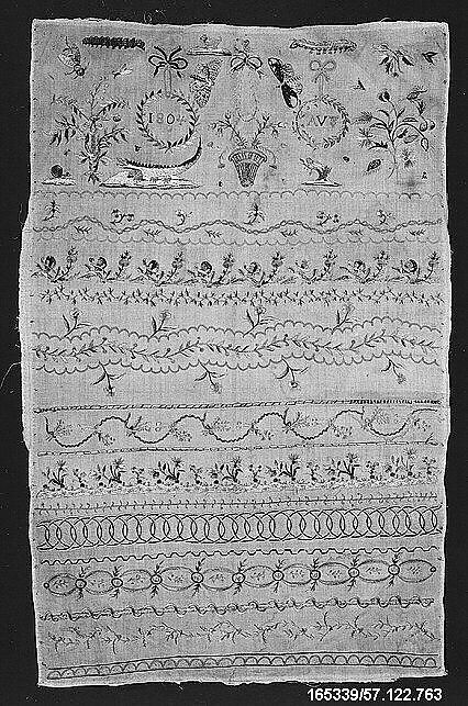 Sampler, Silk on linen, German 