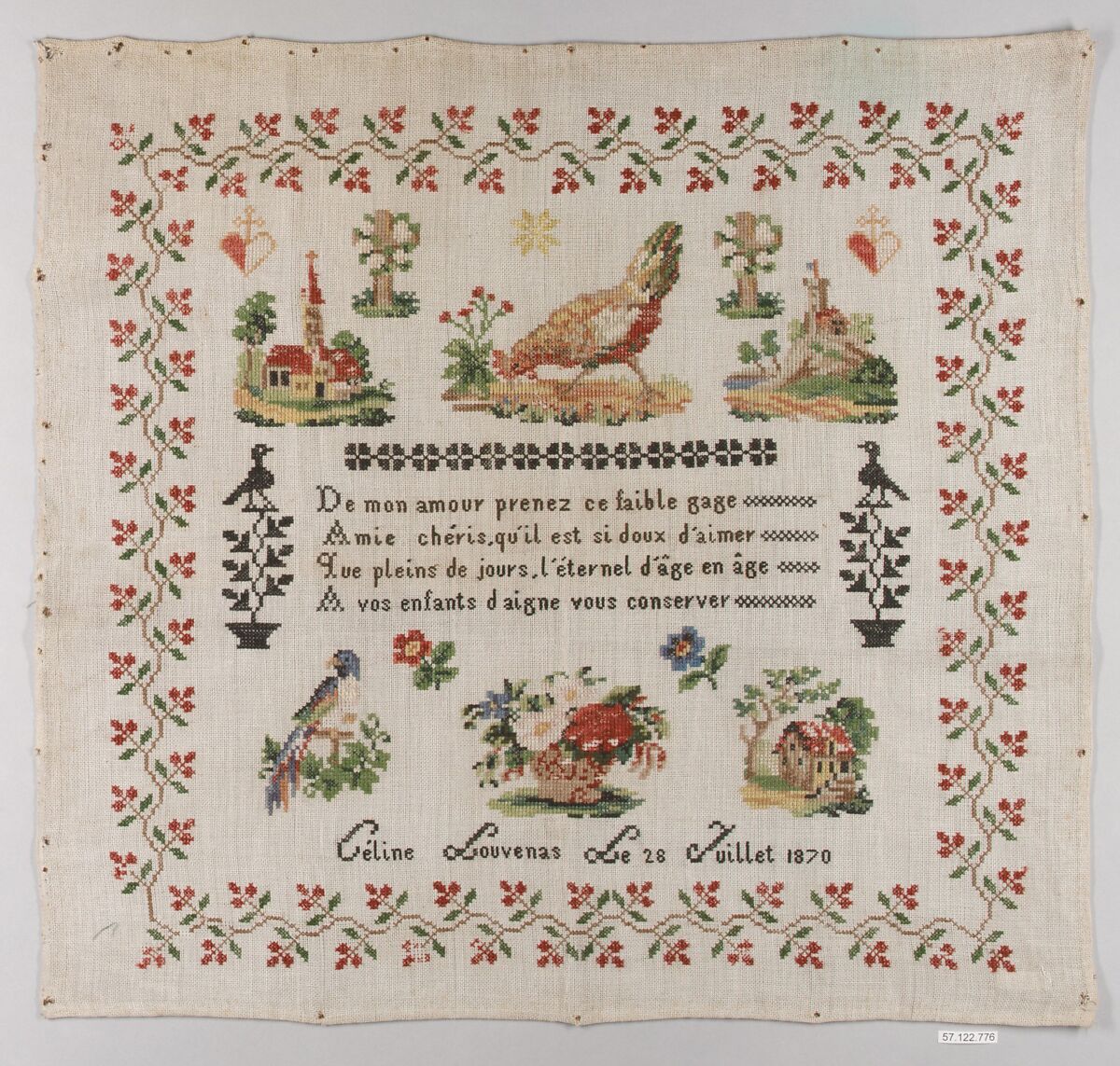 Sampler, Wool on canvas, French 