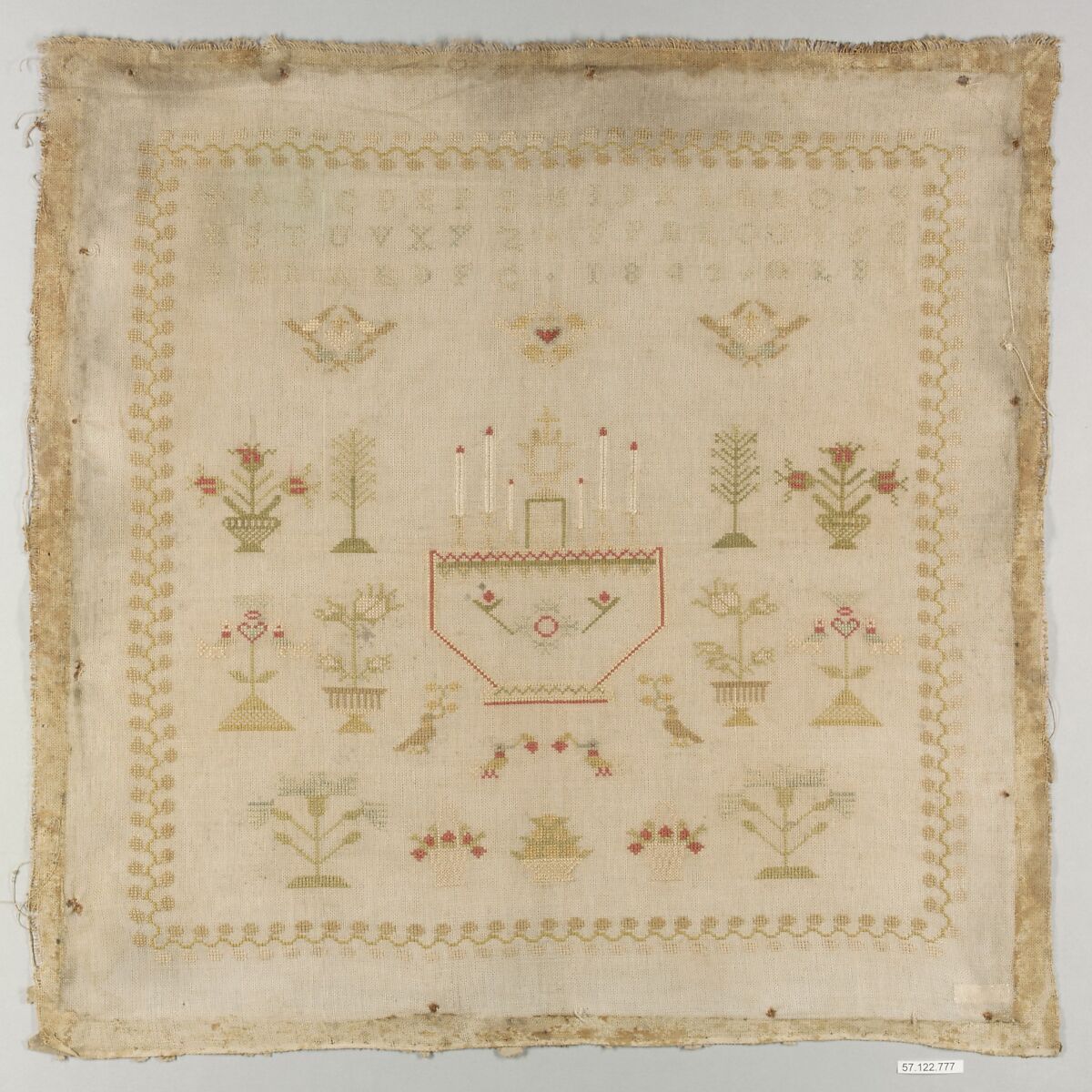 Sampler, Silk on canvas, French 