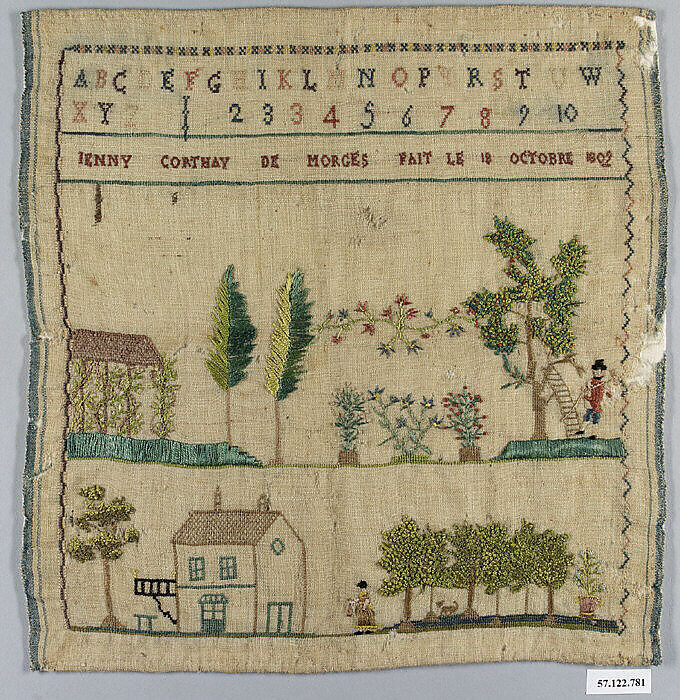 Sampler, Silk on wool, Swiss 