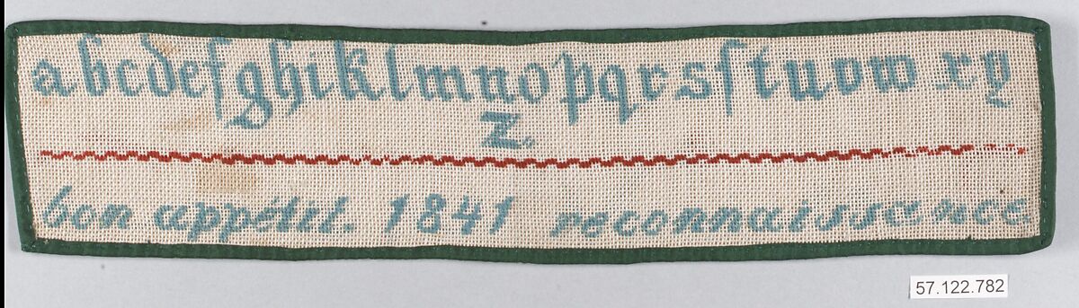 Sampler, Wool on canvas, possibly Belgian 