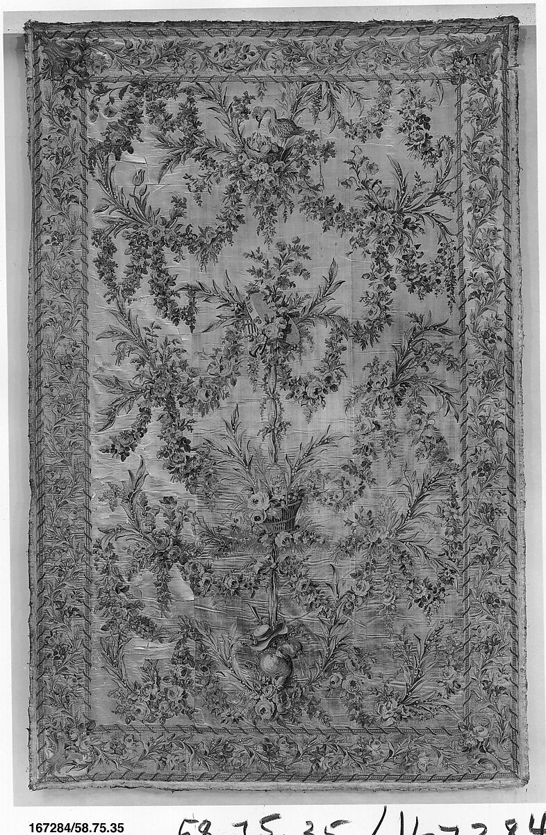 Wall hangings (3), After a design by Philippe de Lasalle (French, 1723–1804), Silk on satin, French 