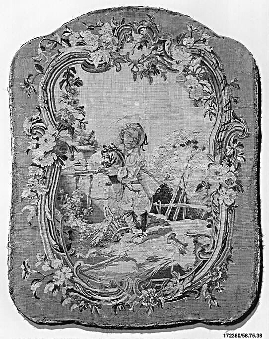 Boy with Bagpipe, Figure designed by François Boucher (French, Paris 1703–1770 Paris), Silk, wool (22-25 warps per inch, 9-10 per cm.), French, Paris 