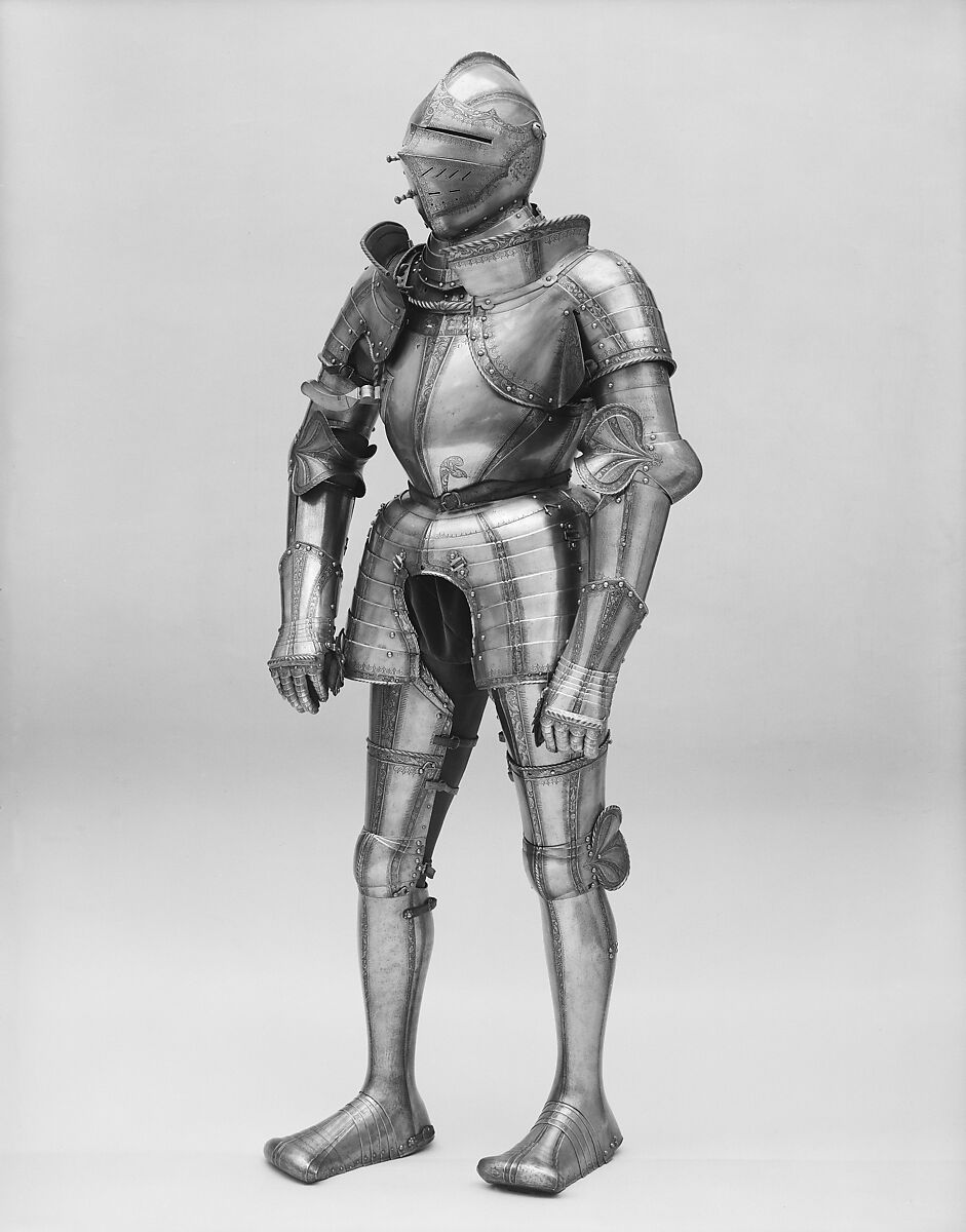Armor for Man and Horse Presumably Made for Baron Pankraz von Freyberg (1508–1565), Wolfgang Grosschedel (German, Landshut, active ca. 1517–62), Steel; leather, copper alloy, textile, German, Landshut