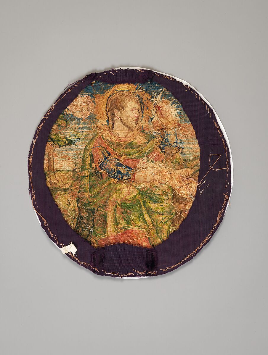 Saint Mark (one of four), Silk and metal-wrapped thread on canvas, Italian or Spanish