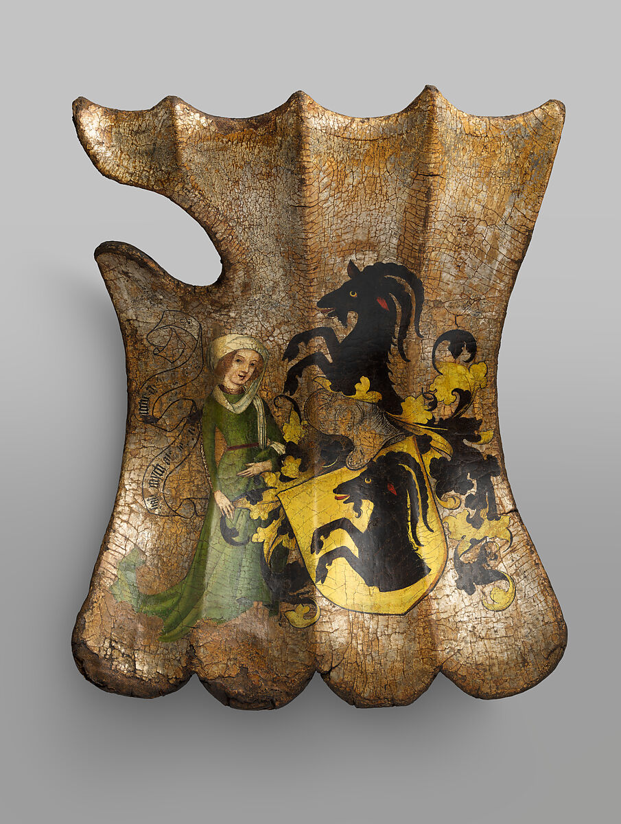 Shield for the Field or Tournament (Targe), Wood, leather, linen, gesso, pigments, silver, German