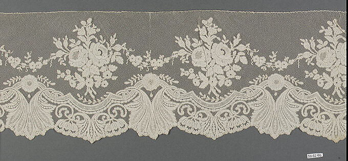Edging (two pieces), Linen, bobbin lace, French