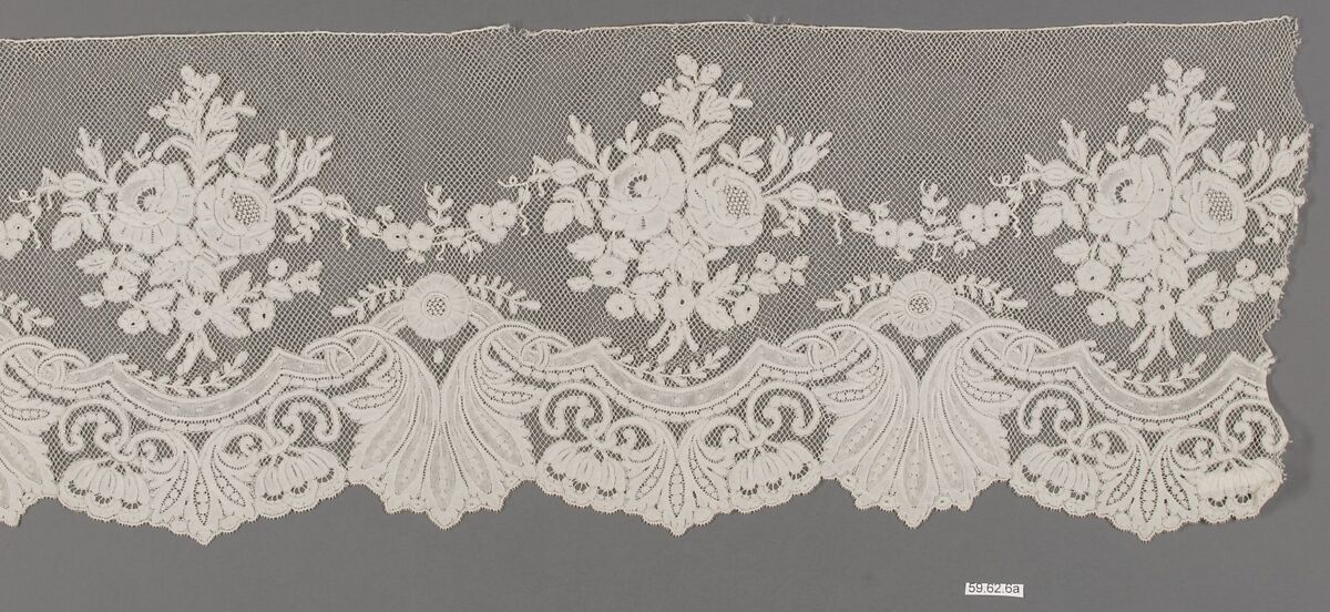 Edging (two pieces), Linen, bobbin lace, French