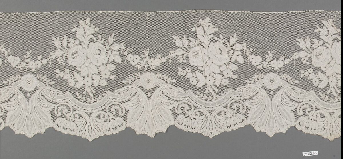 Edging (two pieces), Linen, bobbin lace, French