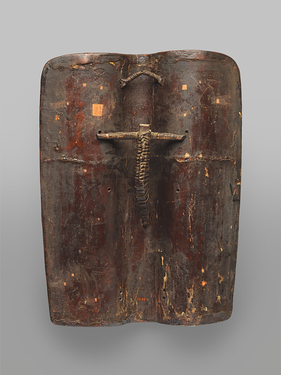 Shield (Pavise), Wood, leather, gesso, polychromy, possibly Bohemian
