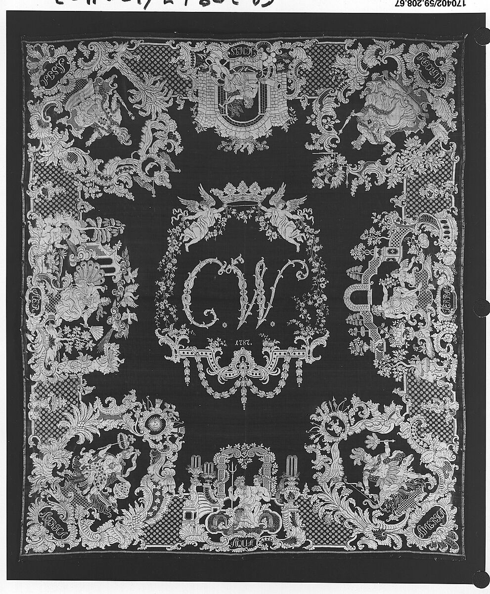 Banquet napkin, Silk and linen, German 