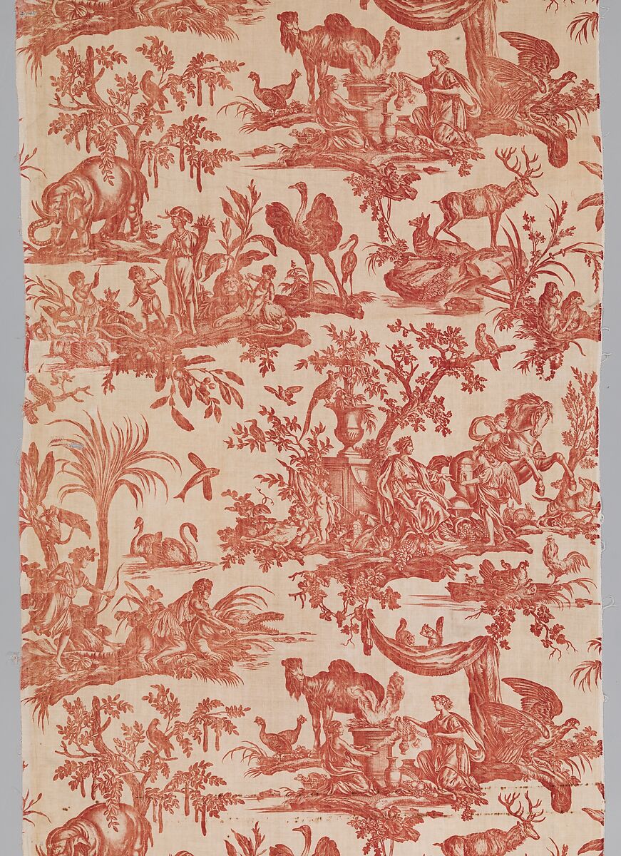 "Four Parts of the World", Designed by Jean-Baptiste Huet I (French, Paris 1745–1811 Paris), Cotton, French, Jouy-en-Josas