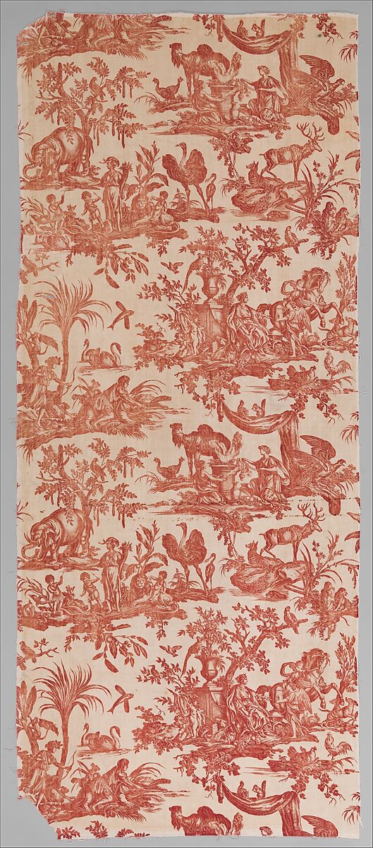 "Four Parts of the World", Designed by Jean-Baptiste Huet I (French, Paris 1745–1811 Paris), Cotton, French, Jouy-en-Josas 