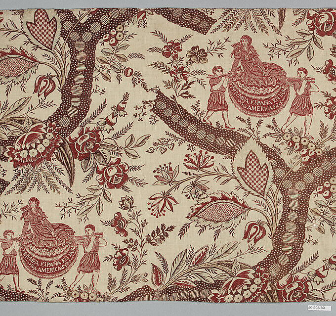 Triumfa España en las Americas (The Triumph of Spain in the Americas), Cotton, block printed, Spanish